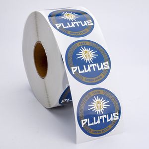 Plutus Round Self-<b>Adhesive</b> Heat-Resistant Reusable Coffee Cup Labels Waterproof <b>Vinyl</b> Stickers for Greek Food Beverage Packaging - Product Image 2