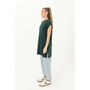 เสื้อยืดแขนกุดพื้นฐานสำหรับผู้หญิงของโซล เสื้อกล้ามคอกลมสวมใส่สบายสีเขียวแคสเทลตันสำหรับใส่ในชีวิตประจำวัน - Product Image 2