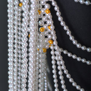 YouLaPan VG67 <span class=keywords><strong>Bolero</strong></span> de Moda con Cadena de Perlas para <span class=keywords><strong>Mujer</strong></span>, Capa con Mangas y Cuello Redondo, Cárdigan de Perlas, Accesorios para Vestido de Fiesta, Chal de Boda - Product Image 3