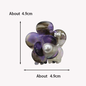 Fermagli per Capelli Francesi in Acetato da 4,9 cm con Fiori e Perle, un Accessorio per Capelli Raffinato ed Elegante per Signore - Product Image 6