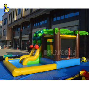 Château gonflable <span class=keywords><strong>à</strong></span> thème <span class=keywords><strong>Jungle</strong></span> de diamètre, château gonflable combiné de glissière en charpentier avec <span class=keywords><strong>piscine</strong></span> de boules d'océan - Product Image 3