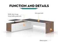 Bureau de direction convertible en bois, moderne et élégant, avec rangement, pour entreprise, fabriqué à Guangzhou