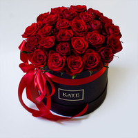 Luxe ronde bloemen cadeaudoos op maat met logo, fluwelen hoedendoos voor rozen, geconserveerde bloemen, Valentijn verpakking