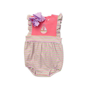 GSSO3110 Combinaison sans manches pour bébé fille, imprimé rayé coloré, vente en gros, ensemble enfant - Product Image 2