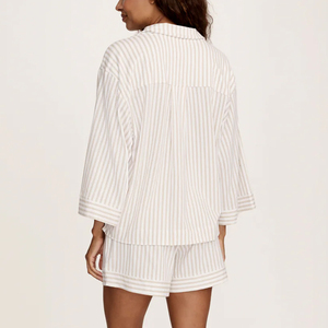 <span class=keywords><strong>Pigiama</strong></span> da <span class=keywords><strong>Donna</strong></span> a Maniche Lunghe, Set Due Pezzi a Righe, <span class=keywords><strong>Pantaloncini</strong></span> in <span class=keywords><strong>Cotone</strong></span> Pima, Set <span class=keywords><strong>Pigiama</strong></span> Sostenibile per <span class=keywords><strong>Donna</strong></span> - Product Image 6