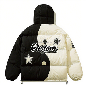 Nouveau produit Street Style contraste Patchwork os imprimé épaissi chaud coton rembourré veste pour hommes - Product Image 4