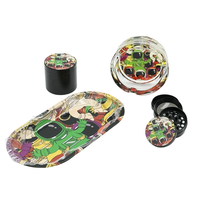 Kit d'accessoires pour fumeurs, logo personnalisé, 5 en 1, kit de fumage portable OEM avec broyeur à herbes, conteneur et plateau