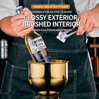 Seau à glace en acier inoxydable pour vin, champagne, bière, vodka – Refroidisseur de boissons épaissi pour bar, restaurant, KTV, hôtel, fête