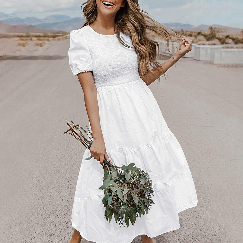 High Quality Fabrics Chic Casual Dress Most Popular White Dress for Women  Ladies Summer Dress