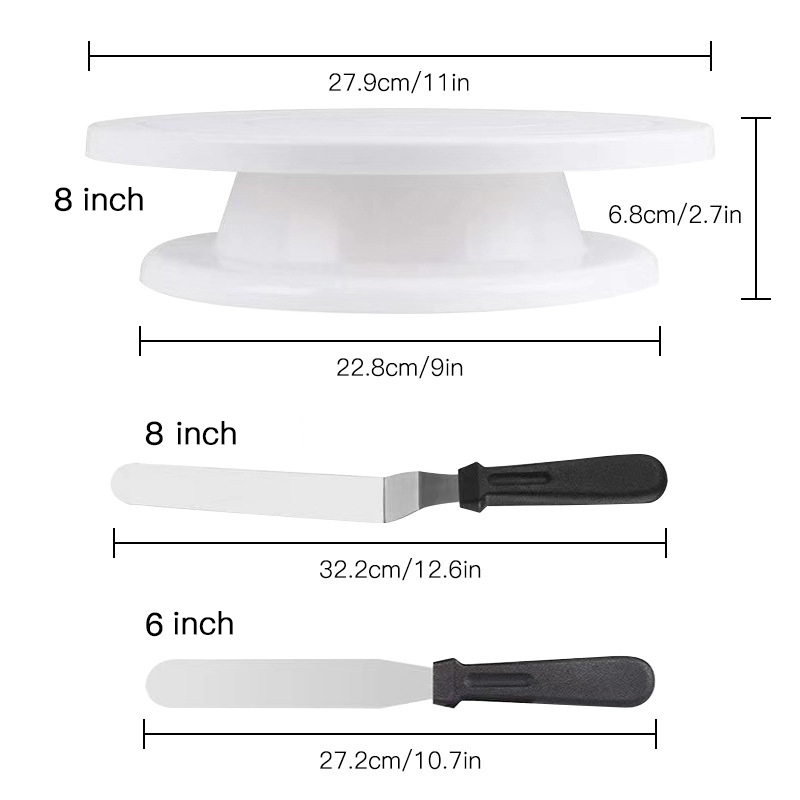 Baking Supplies Cake Decorating Set Cake Tray turntable Pastry Cake Tools with Stand Suitable for Kids Birthday Party 6pcs