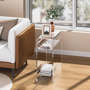 Clear Acrylic Side <strong>Table</strong> <strong>Narrow</strong> Slim End <strong>Table</strong> for Small Spaces Skinny Nightstand <strong>Bedside</strong> <strong>Table</strong> for Bedroom Living Room Office - Product Image 3
