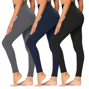 2024 Hot Sale Leggings Factory Wholesale Price Custom Logo OEM ODM Lady Leggings Pants High Waist Poly Span Breathable Brushed