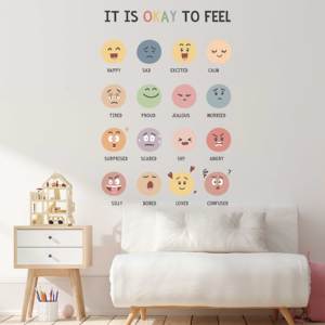 Autocollant mural pour chambre de bébé, décoration de dessin animé émoticône, autocollant pour chambre de bébé - Product Image 3