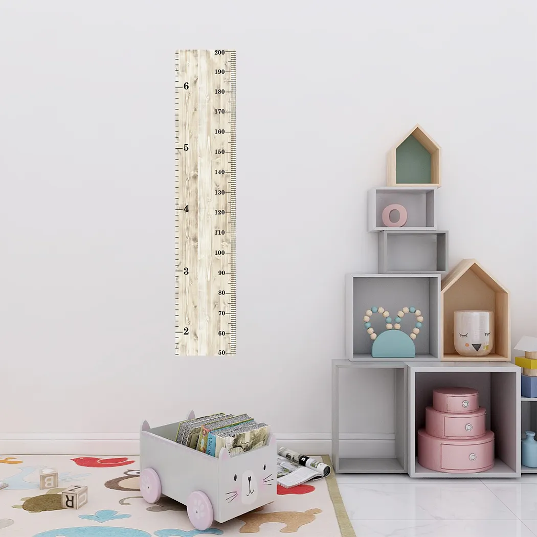 Adesivo de papel de parede autoadesivo estilo madeira, confortável, para quarto das crianças, altura de crescimento, gráfico