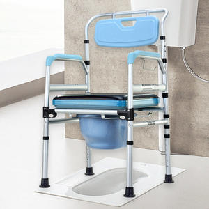Chaise <span class=keywords><strong>de</strong></span> toilette réglable pour adultes avec récipient, commode portable en acier pour personnes âgées, idéale pour le chevet - Product Image 2