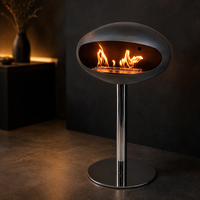 Cheminée bioéthanol autoportante en métal au design moderne avec fonctions de chauffage décoratives pour villa/hôtel/appartement, utilisation intérieure