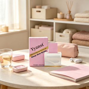 Bandes de film orales dissolvables à base de plantes, 30 pièces, rose clair avec rayures dorées, boîte en papier, OEM, marque privée, vente en gros - Product Image 5