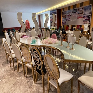 Chaise moderne dorée de luxe en métal et acier inoxydable Mobilier d'hôtel pour événements de mariage Banquets Dîners Fêtes Salon Appartement - Product Image 3