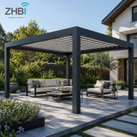 Pergola rétractable à toit à lamelles en aluminium blanc avec télécommande pour balcon, terrasse, jardin (10m)