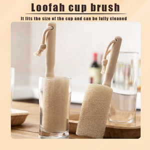Zenidoo Sustainable Kitchen Cleaning <b>Brush</b> Scrubber with Wooden Handle Loofah Cup White Color for Dishes <b>Bottles</b> Pots Mugs - Product Image 5