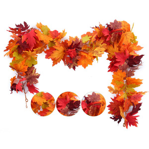 Guirlande de feuilles d'érable artificielles Fuyi 100cm-200cm, fleurs en soie, décoration extérieure pour Halloween, décoration murale, décoration d'automne - Product Image 2