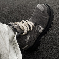 Bottines en jean délavé tendance, bottines vintage à la cheville, bottes respirantes pour hommes et femmes, parfaites pour les tenues de travail estivales