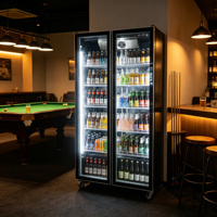 Réfrigérateur Vitré Commercial Plein Écran pour Supermarché, Vitrine Réfrigérée pour Boissons Énergisantes et Vins