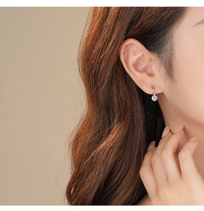 S925 <b>Sterling</b> <b>Silver</b> Heart Zircon Hoop <b>Earrings</b> Sparkling Round Cut CZ <b>Dangle</b> <b>Earrings</b> For Women Wedding Party Fine Jewelry - Product Image 5