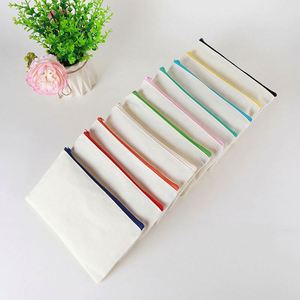 Custom Printed Logo Canvas Pouch <b>Personalised</b> Zipper <b>Top</b> Cotton Fabric Canvas Pouch Bag for Cosmetic Packaging - Product Image 2