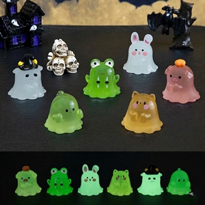 Figurines d'animaux fantômes miniatures en résine pour Halloween, qui brillent dans le noir, pour micro-paysages, décoration de maisons de poupées et loisirs créatifs DIY (vente en gros) - Product Image 4