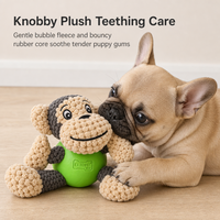 Jouet interactif en peluche de singe de dessin animé en latex, jouet à mâcher doux et couineur pour chiens de petite et moyenne taille