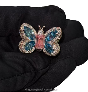 แหวนผู้ชายรุ่นใหม่ล่าสุด ลายผีเสื้อ ชุบทอง 18K เงินแท้ 925 ประดับเพชรโมอิสซาไนต์ แบบหนามเตย รับรองโดยบุคคลที่สาม สไตล์แร็ปเปอร์ ฮิปฮอป - Product Image 2