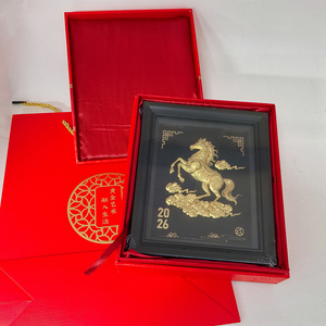 Moderna Pittura 3D in Lamina d'Oro Commemorativa dell'Anno del Cavallo per Arredamento Soggiorno - Product Image 1