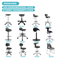 Chaise de laboratoire ergonomique réglable en cuir PU ESD avec repose-pieds, roulettes et dossier pour une utilisation prolongée assise, idéale pour hôpitaux et laboratoires informatiques