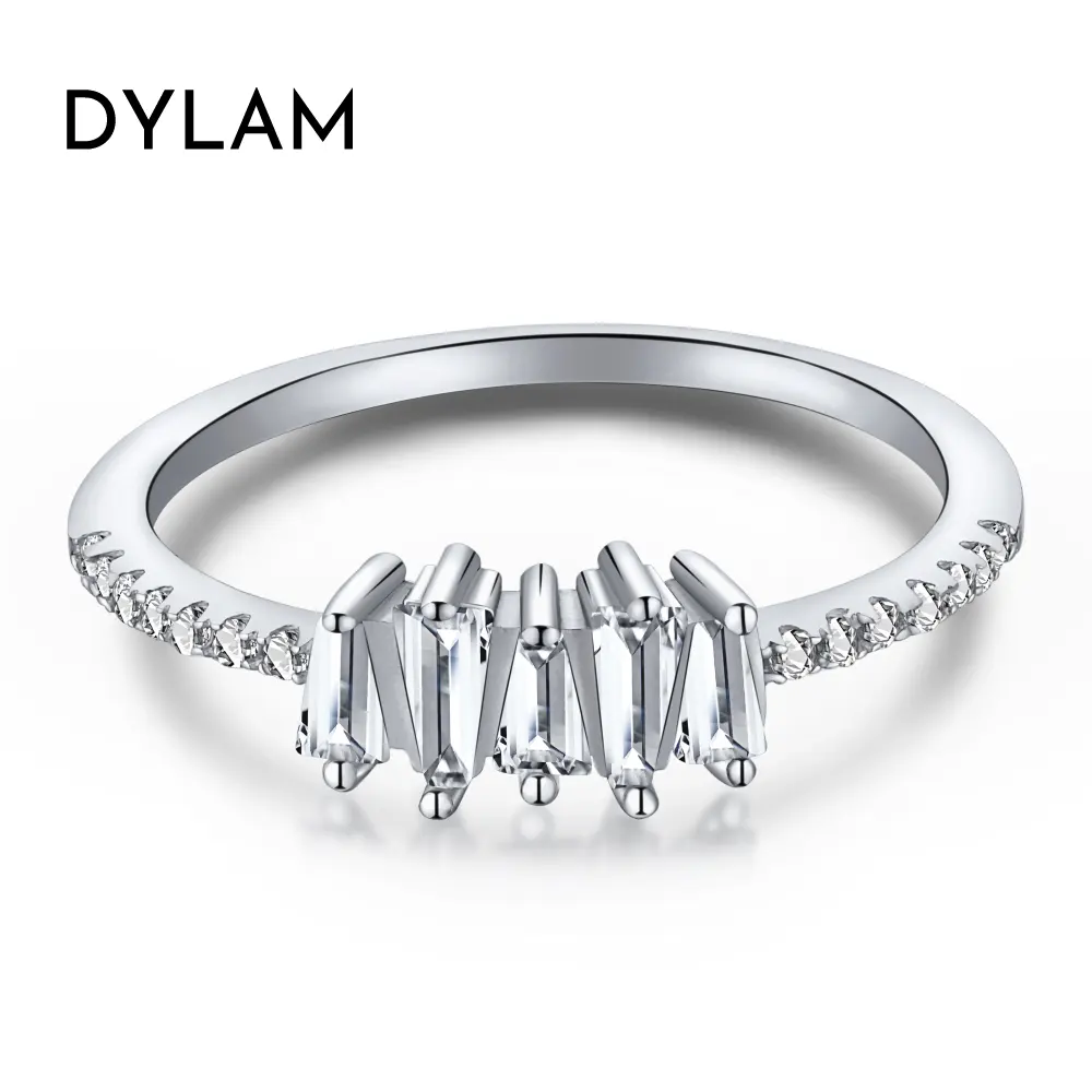 Dylam anéis de noivado para noivado, anel de prata esterlina novo design personalizado moissanite faixas de casamento