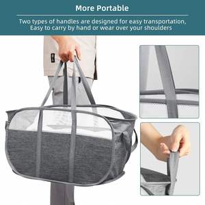 Cesto de Ropa Plegable, Ligero, Moderno, de Tela Catiónica, Transpirable, Resistente a Desgarros, con Asas Dobles, Fácil de Transportar - Product Image 6