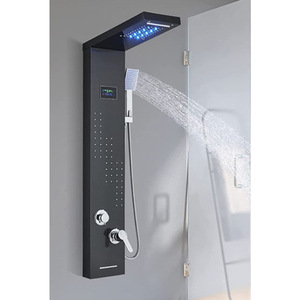 Panneau mural de douche contemporain économique pour villa, en laiton brossé, avec robinet en céramique, jet doux/pluie et massage, pour usage hôtelier, garantie 5 ans - Product Image 2