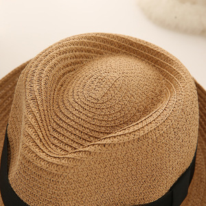 Foldable Raffia Straw Fedora <strong>Hat</strong> Summer Sunshade <strong>Light</strong> Breathable Beach Travel Outdoor Custom <strong>Hat</strong> Manufacturer - Product Image 3