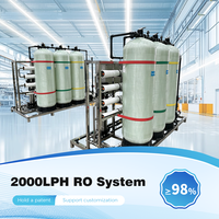 Système de traitement d'eau par osmose inverse industriel à haut débit 2000LPH, filtration, purificateur d'eau RO intelligent et automatique