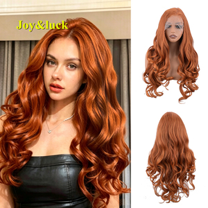 <span class=keywords><strong>Perruque</strong></span> synthétique HD Lace Front Futura, longue, ondulée, couleur gingembre-orange, résistante à la chaleur, sans colle, pour femmes, usage quotidien et fêtes - Product Image 1