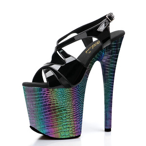 Sandalias de Plataforma Coloridas con Tacón Alto para Mujer, 20 cm, 8 Pulgadas, Punta Abierta, Tacón Delgado, para Baile en Barra, Discoteca, Modelo, <span class=keywords><strong>Pasarela</strong></span>, <span class=keywords><strong>Calzado</strong></span> de Entrenamiento - Product Image 1