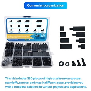 M4 Black Nylon Standoff <b>Spacer</b> Set With Screws Hex Nuts 350Pcs For PCB Mounting - Product Image 4