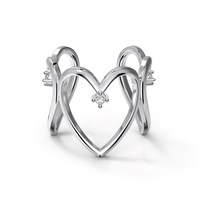 Dylam Big Love Bague en zircone Cz S925 Bijoux en argent sterling plaqué or 18 carats Bagues cœur creux ouvertes ajustables pour femmes