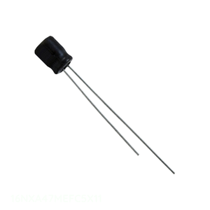 ตัวเก็บประจุแบบมีรูผ่านทางรัศมี47 uF 20% 16V ตัวเก็บประจุแบบ16NXA47MEFC5X11 47 uF - Product Image 1