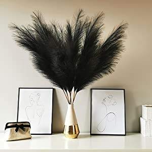 SN-M168 43 pouces 3 pièces 110cm Faux noir moelleux grand Faux <span class=keywords><strong>herbe</strong></span> artificielle <span class=keywords><strong>pampa</strong></span> pour décoration Boho - Product Image 2