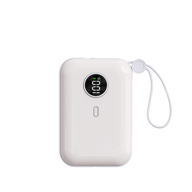 Small Ultra Slim Portable Power Bank Li-Polymer Battery Digital Display Fast Charging Built-in Cable 10000mAh
