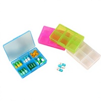 Boîte à pilules transparente à 6 compartiments en plastique PP, boîte à pilules minimaliste moderne, étui compact, boîte à bijoux portable, boîte de rangement pour médicaments de voyage