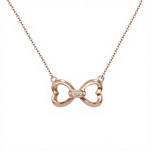 Collar de Oro Sólido de 18K con Lazo, Joyería Fina de Oro Rosa para Mujer, Regalo para Bodas y Fiestas - Product Image 4