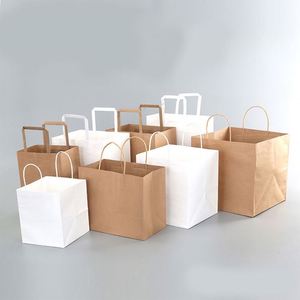 Customized <b>Biodegradable</b> Brown <b>Packaging</b> Flat Handle Kraft Paper Gift Shopping Bags - Product Image 1