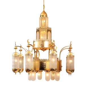 In ferro marocchino grande lampadario a moschea per hotel a lunga forma di illuminazione islamica Masjid elegante per spazi musulmani - Product Image 4